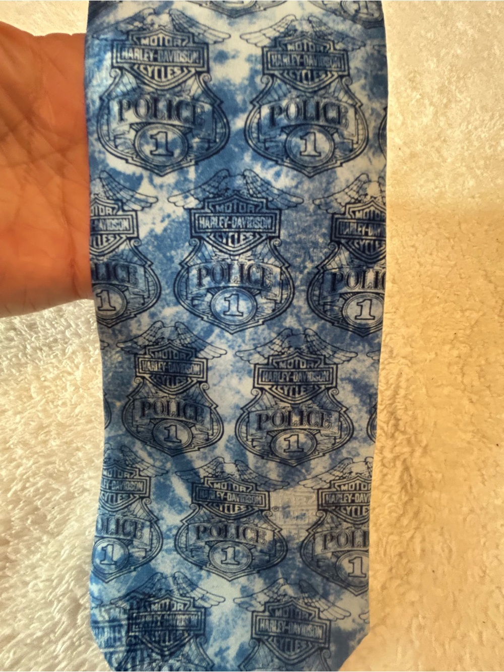 Harley-Davidson Blue Tie-Dye Police Badge Tie